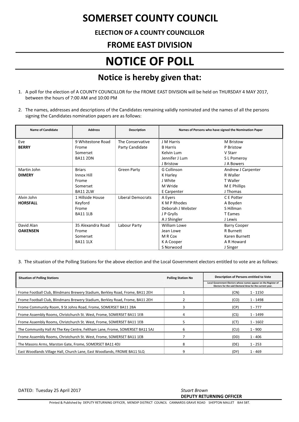 Notice of Poll