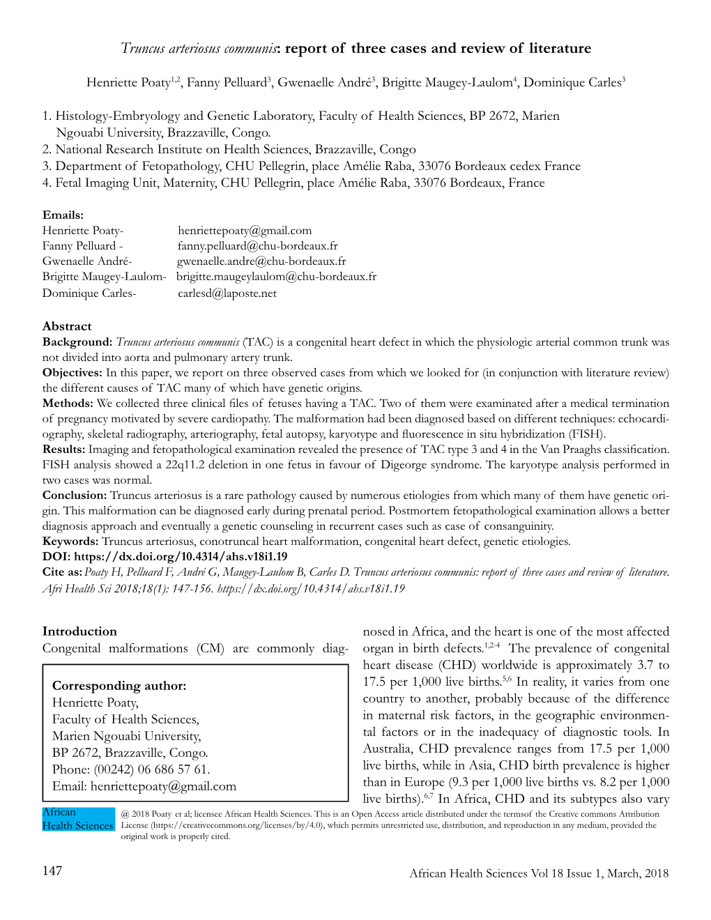 Truncus Arteriosus Communis: Report of Three Cases and Review of Literature