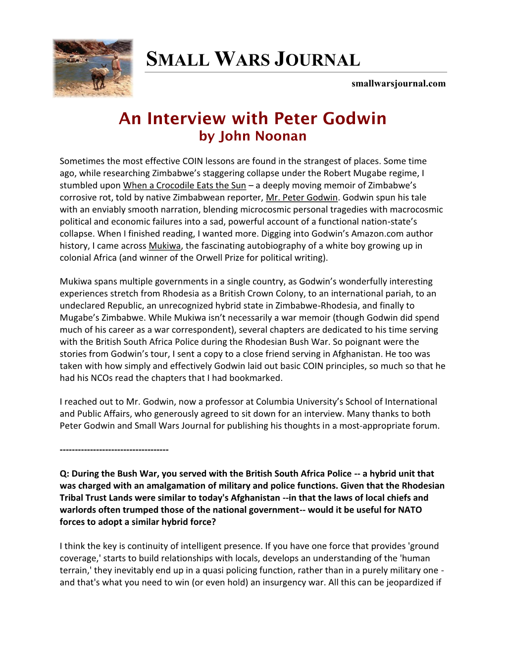 An Interview with Peter Godwin by John Noonan