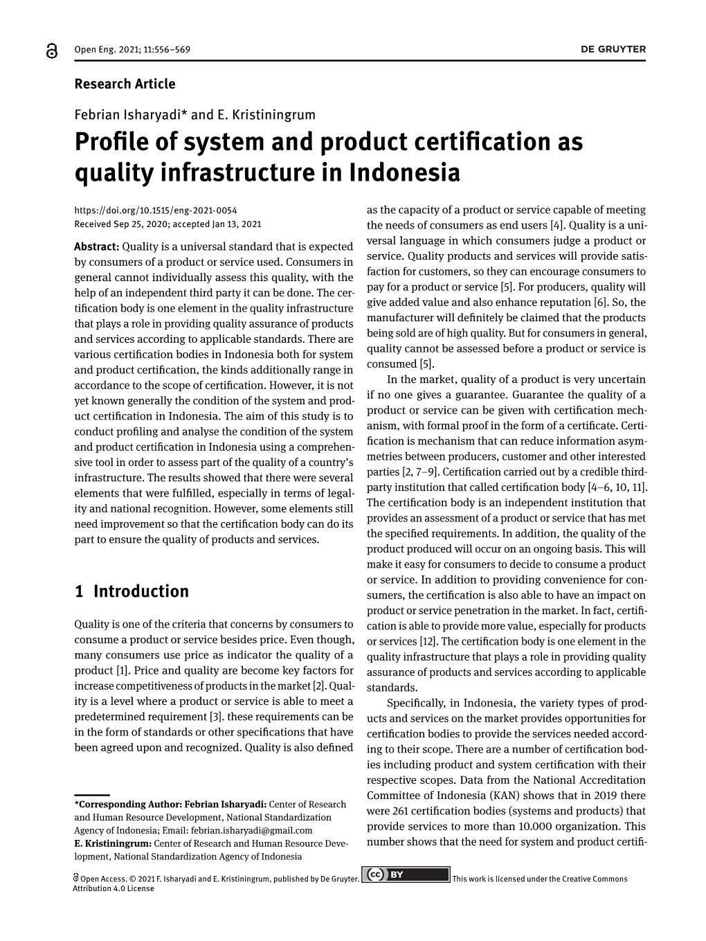 Profile of System and Product Certification As Quality Infrastructure