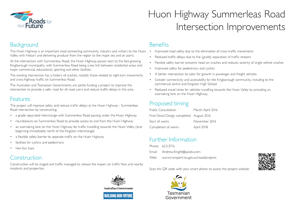 Huon Highway Summerleas Road Intersection Improvements