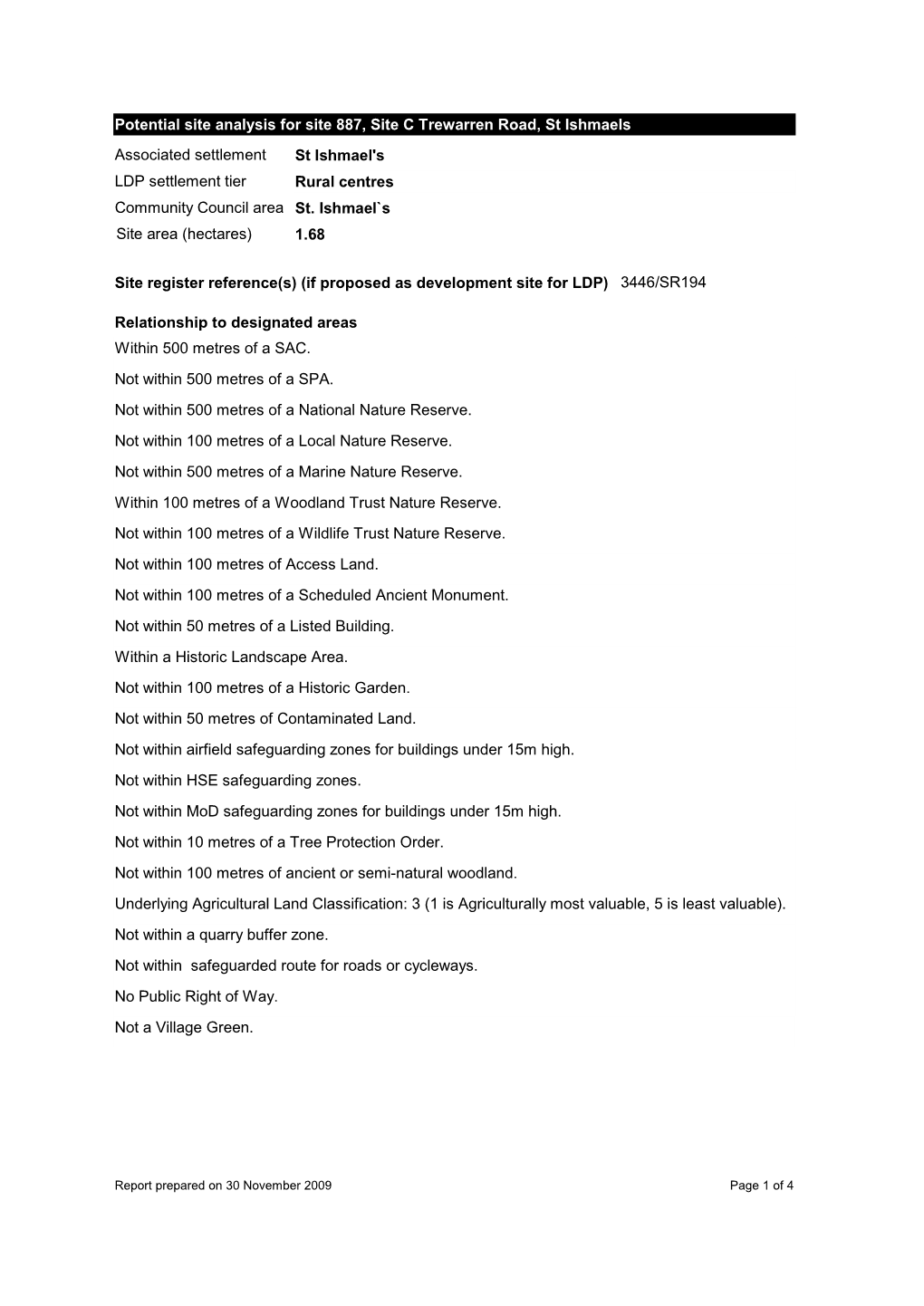 St. Ishmael`S St Ishmael's Rural Centres Associated Settlement LDP