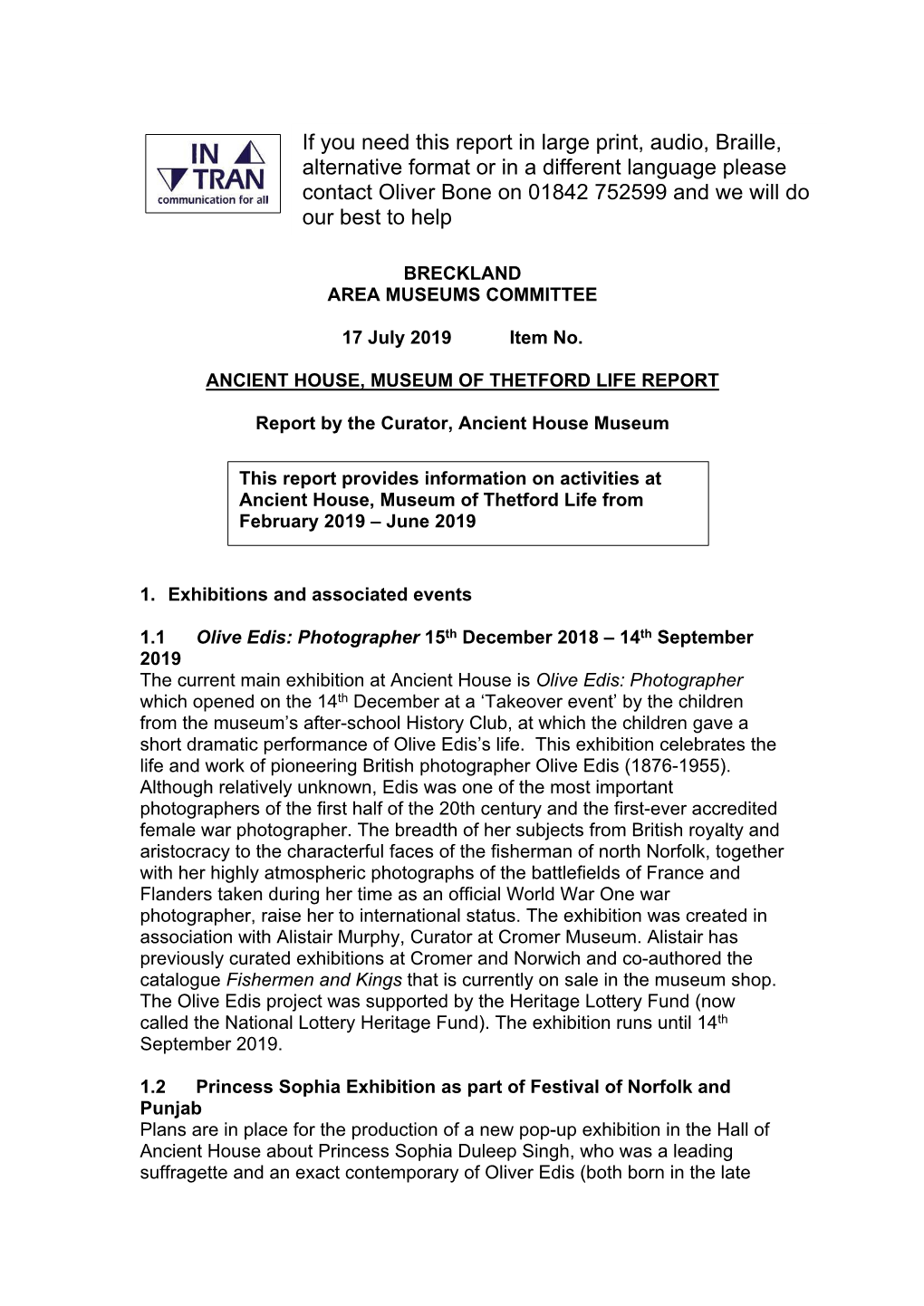 Ancient House Museum Report PDF 133 KB