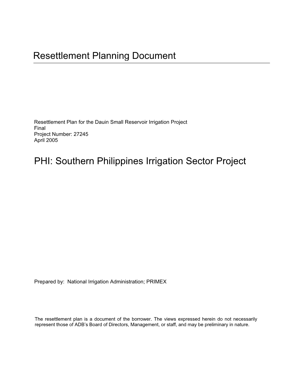 Southern Philippines Irrigation Sector Project