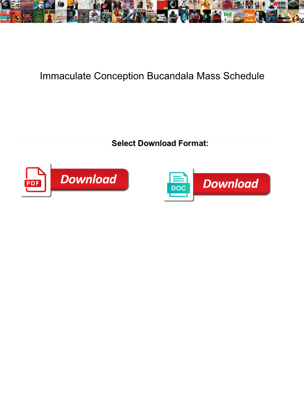 Immaculate Conception Bucandala Mass Schedule