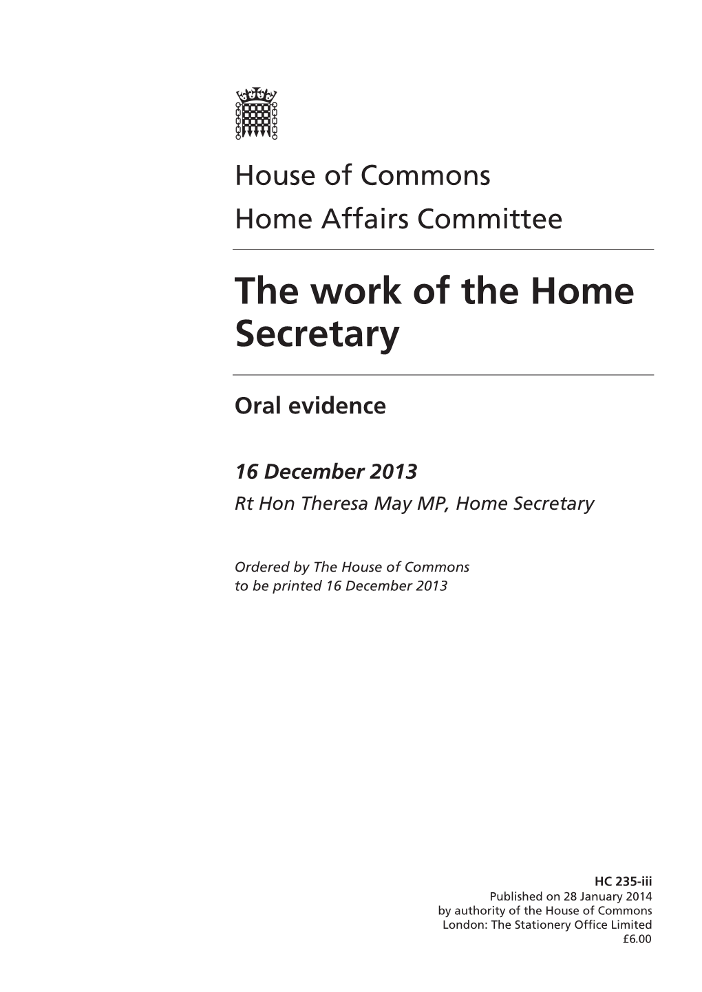 The Work of the Home Secretary