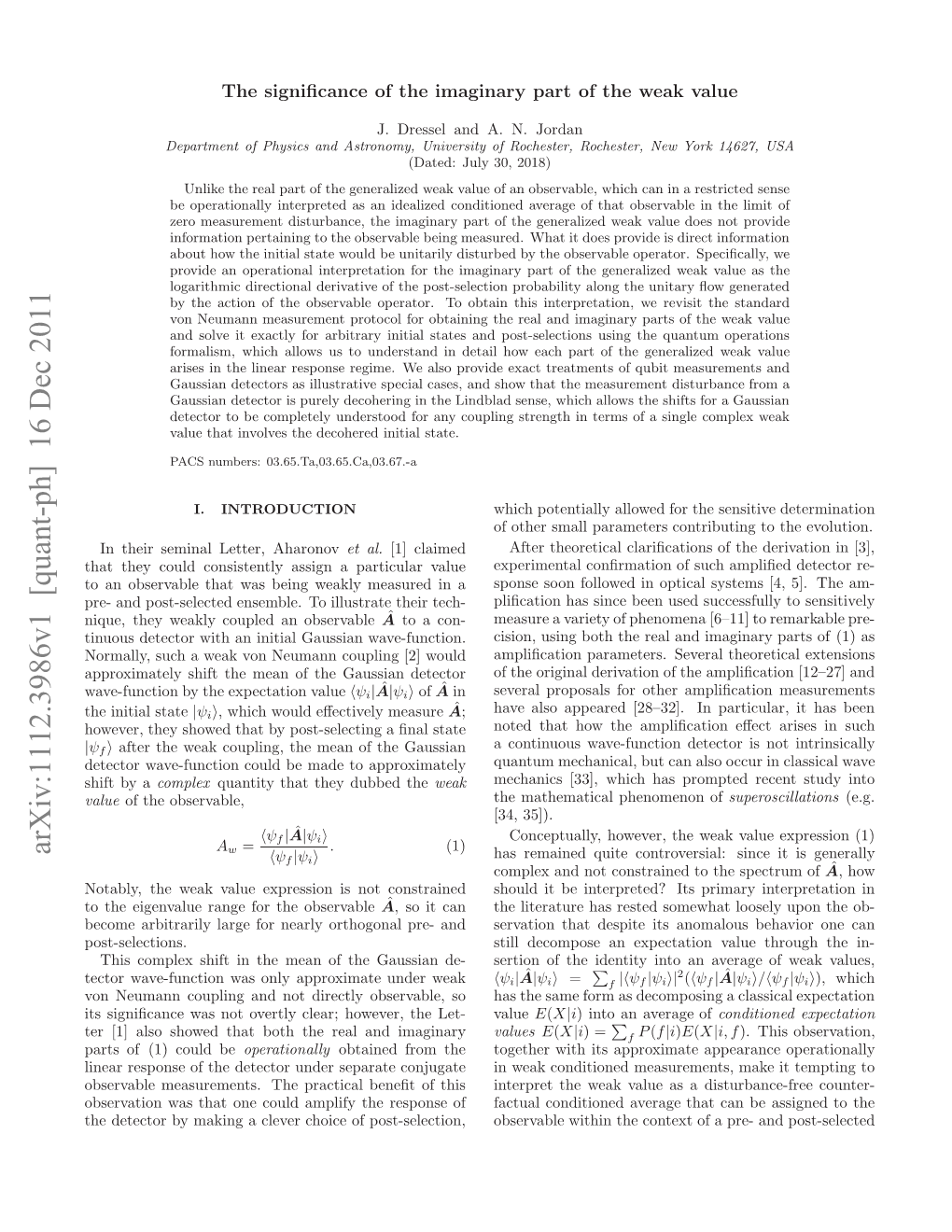 The Significance of the Imaginary Part of the Weak Value