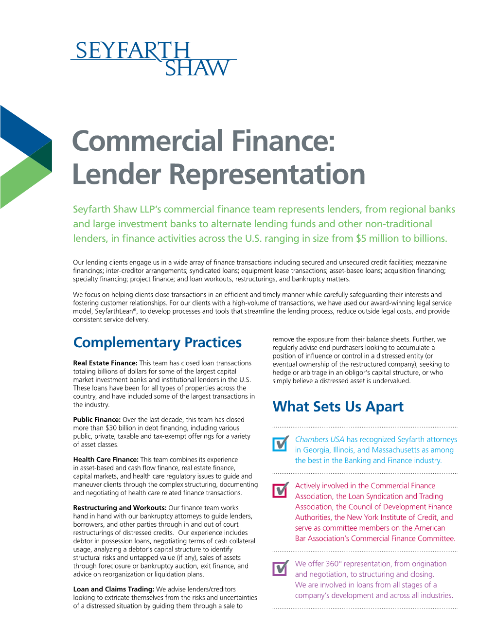 Commercial Finance: Lender Representation