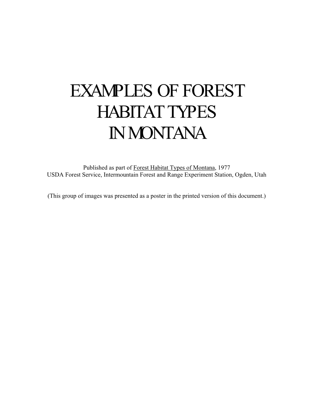 Examples of Forest Habitat Types in Montana