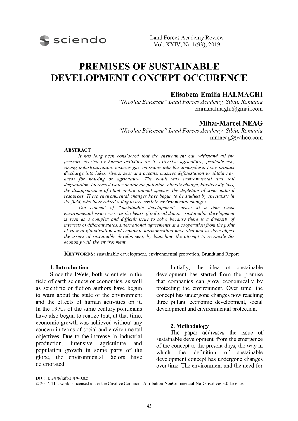 Premises of Sustainable Development Concept Occurence
