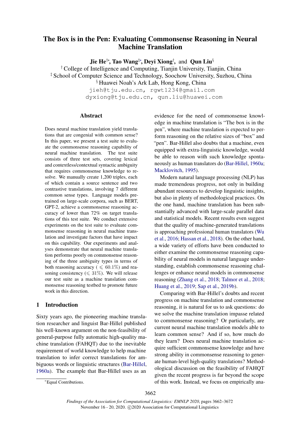 Evaluating Commonsense Reasoning in Neural Machine Translation