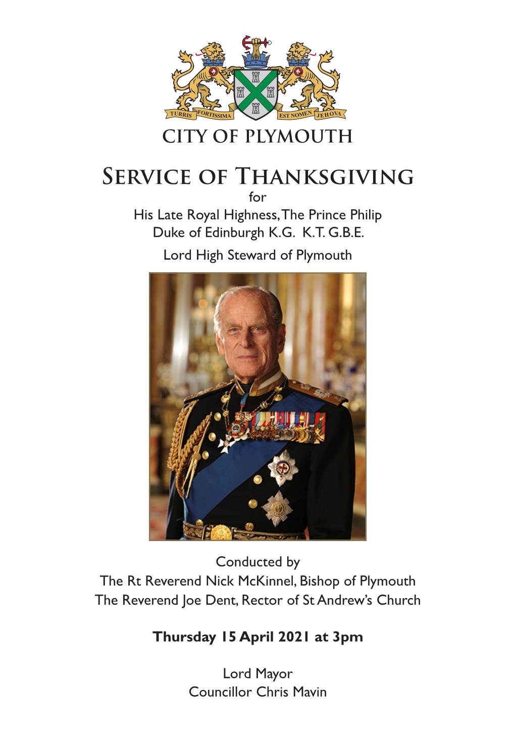 Service of Thanksgiving for His Late Royal Highness, the Prince Philip Duke of Edinburgh K.G