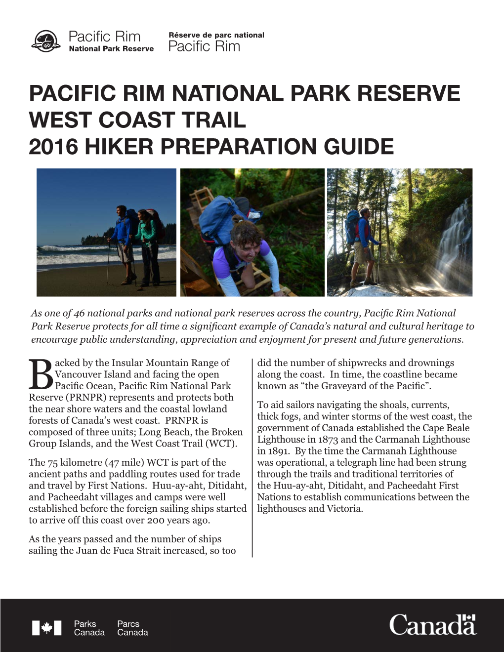 Pacific Rim National Park Reserve West Coast Trail 2016 Hiker Preparation Guide