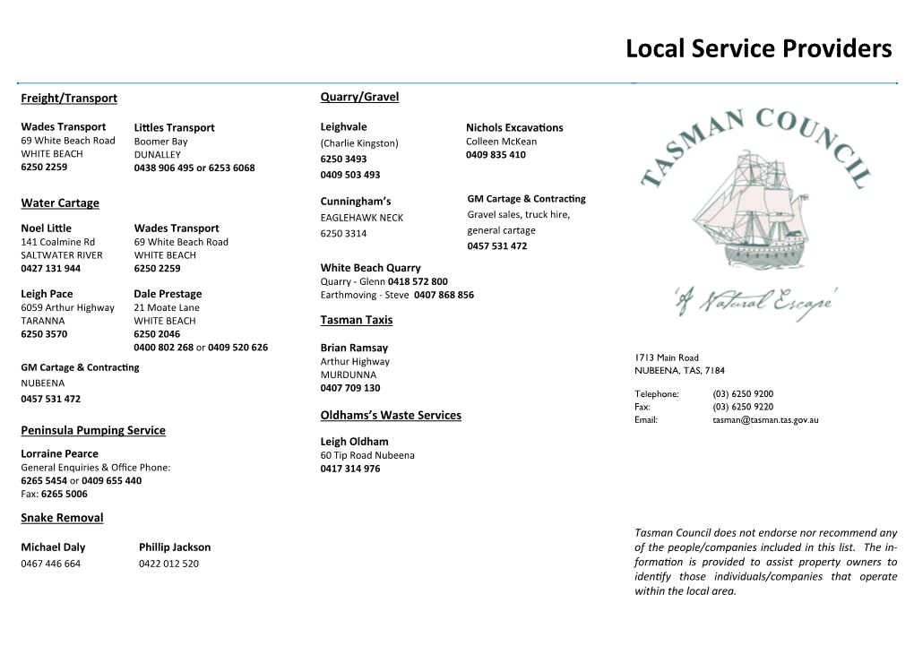 Local Service Providers