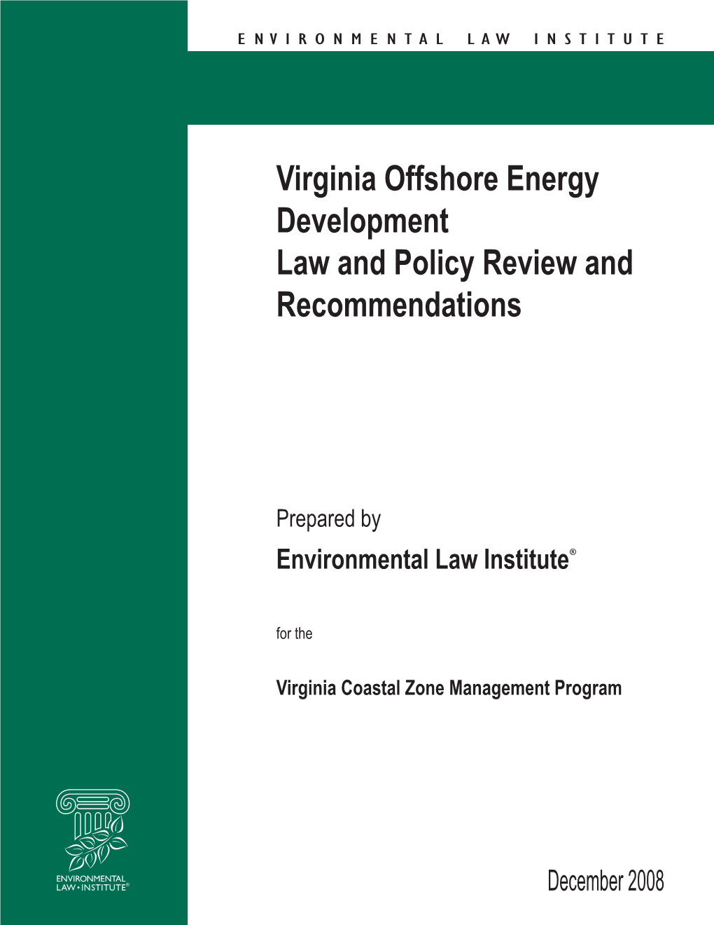 Virginia Offshore Energy Development Law and Policy Review and Recommendations