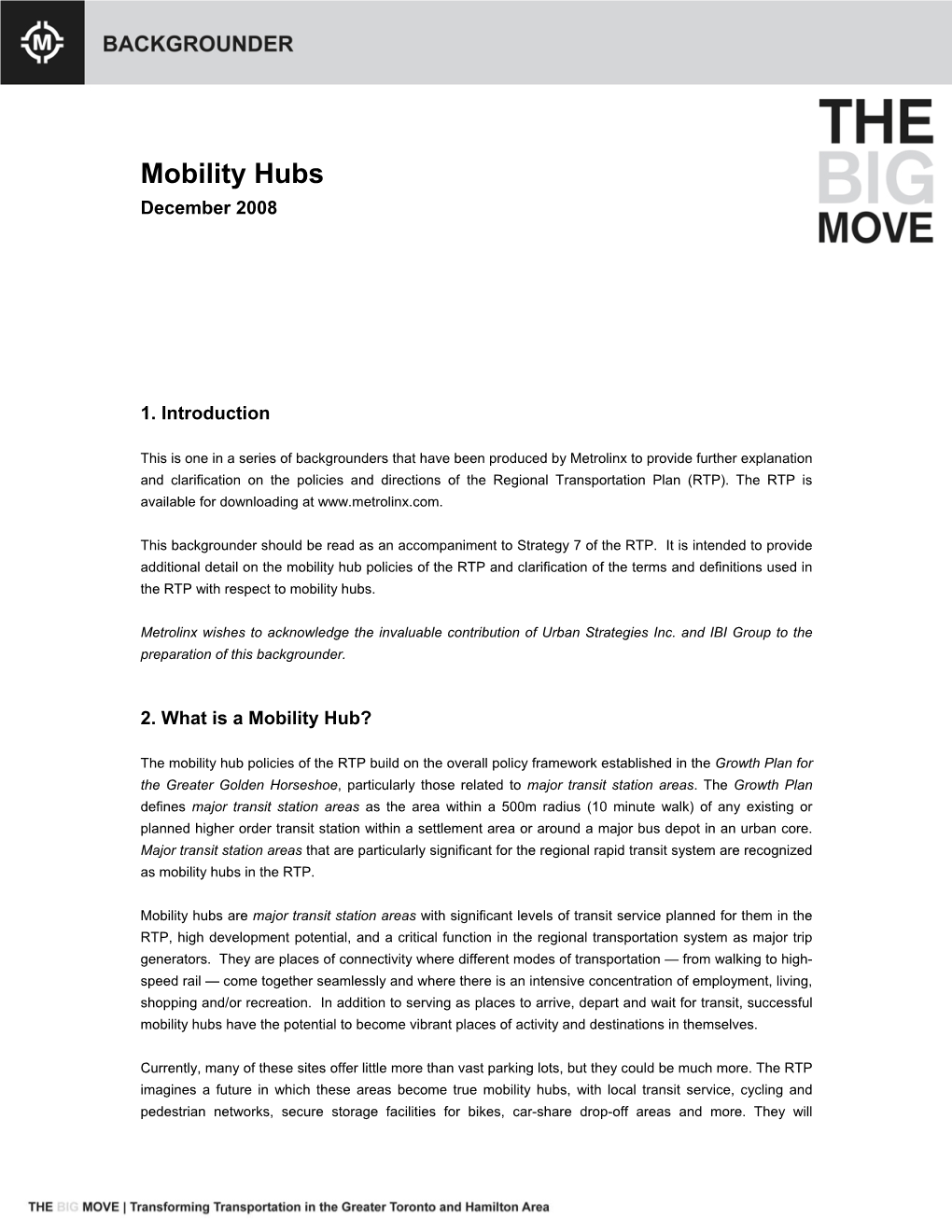 Mobility Hubs December 2008