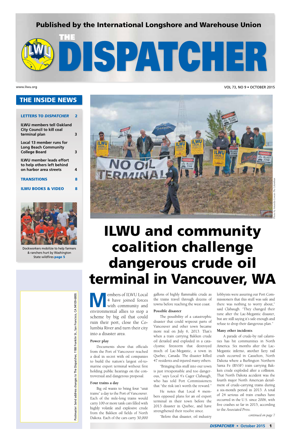 ILWU and Community Coalition Challenge Dangerous Crude Oil Terminal in Vancouver, WA