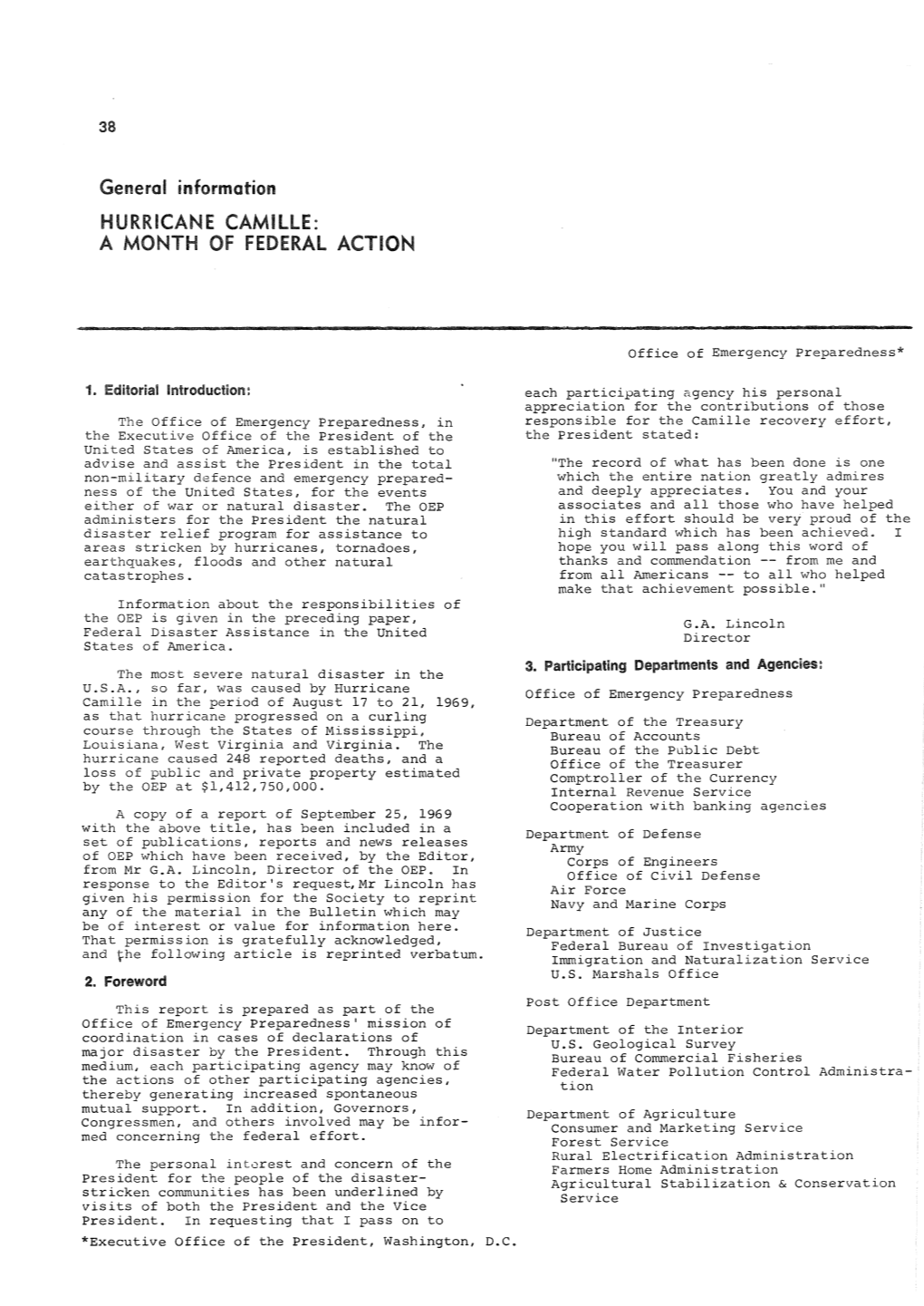 Hurricane Camille: a Month of Federal Action