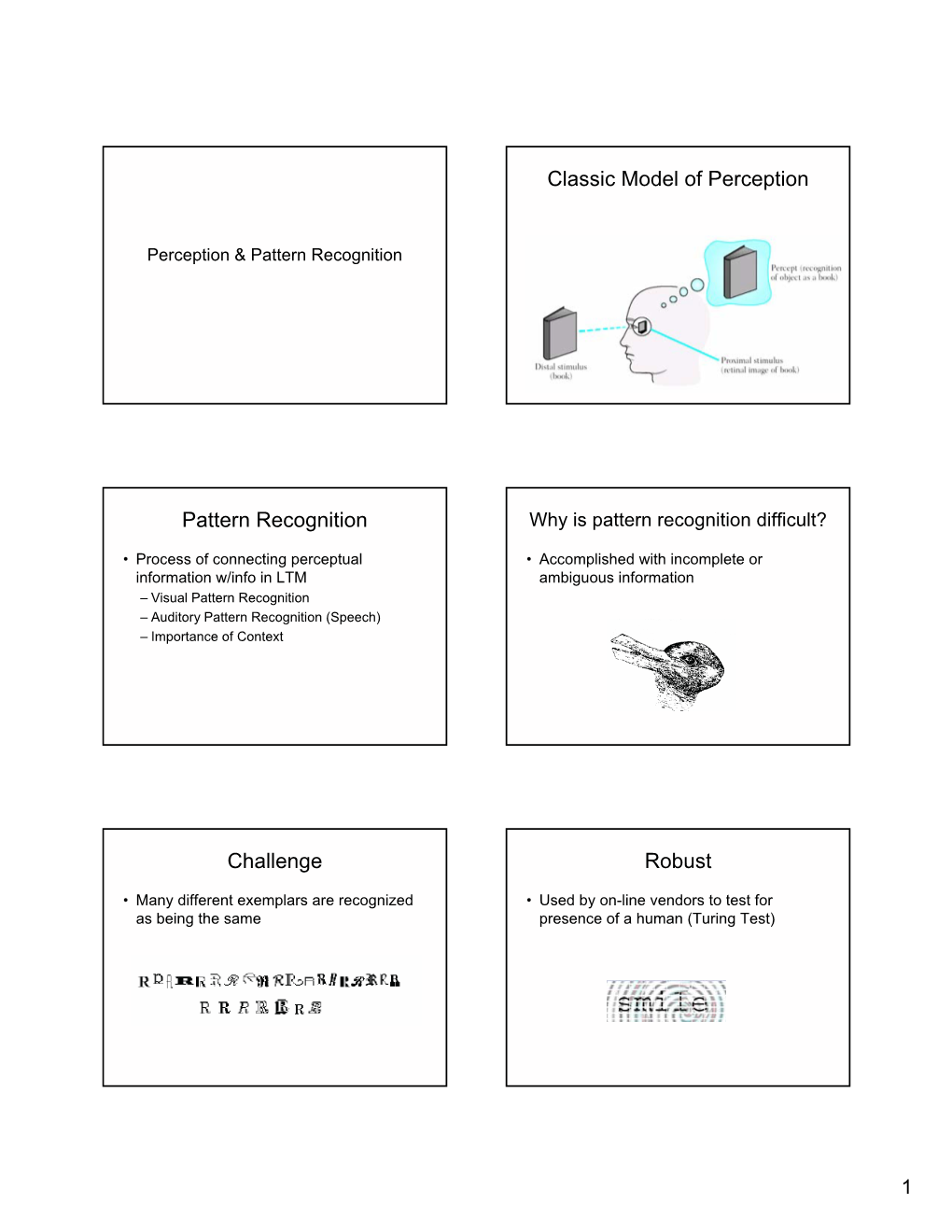 Classic Model of Perception Pattern Recognition Challenge Robust