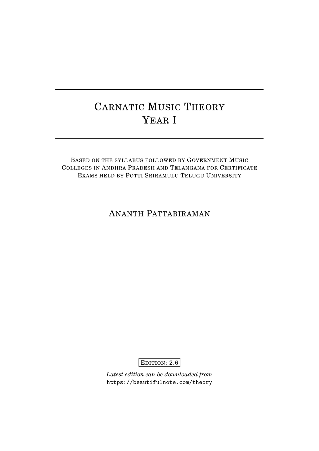 Carnatic Music Theory Year I