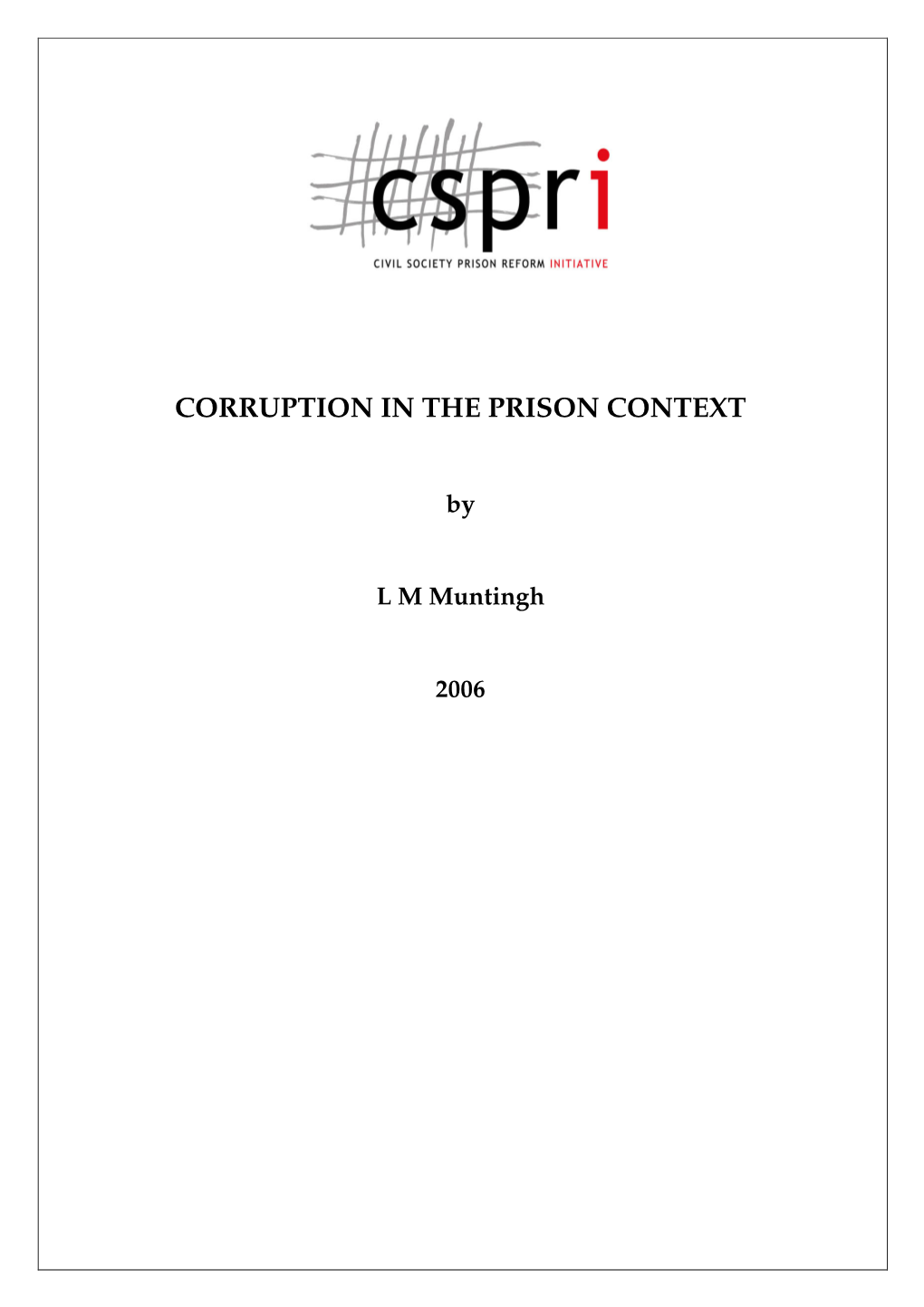 Corruption in the Prison Context