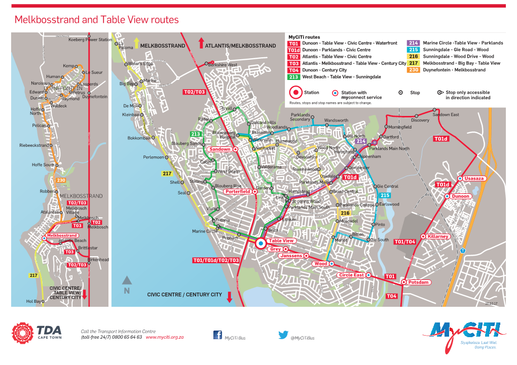 Melkbosstrand and Table View Routes