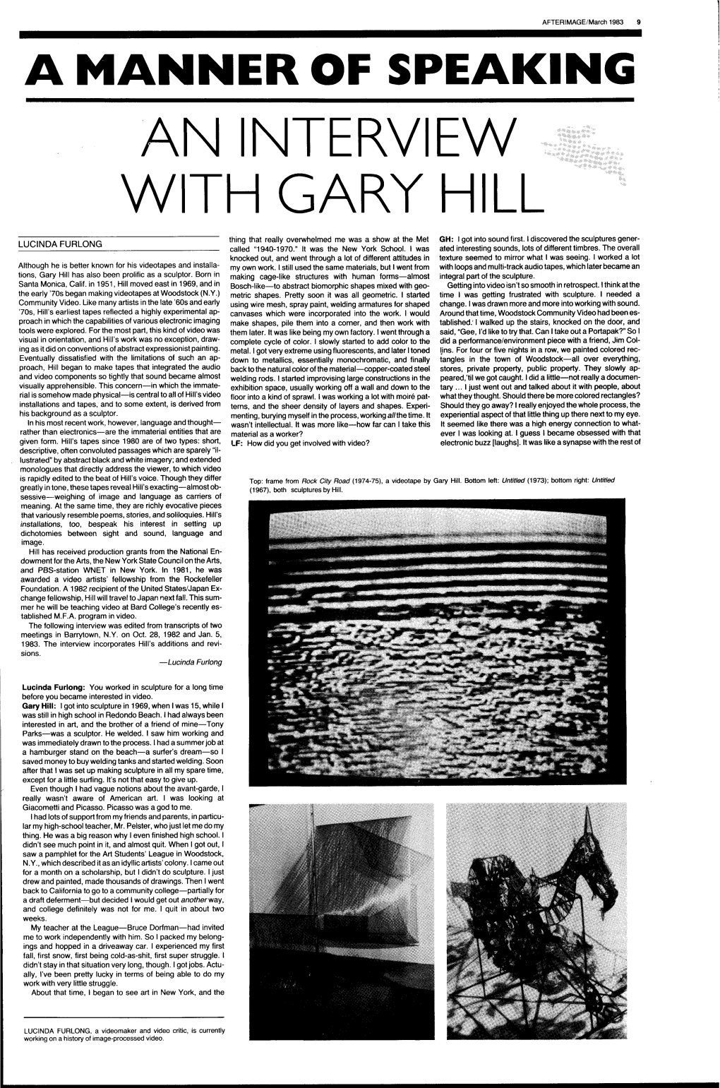 A Manner of Speaking : an Interview with Gary Hill