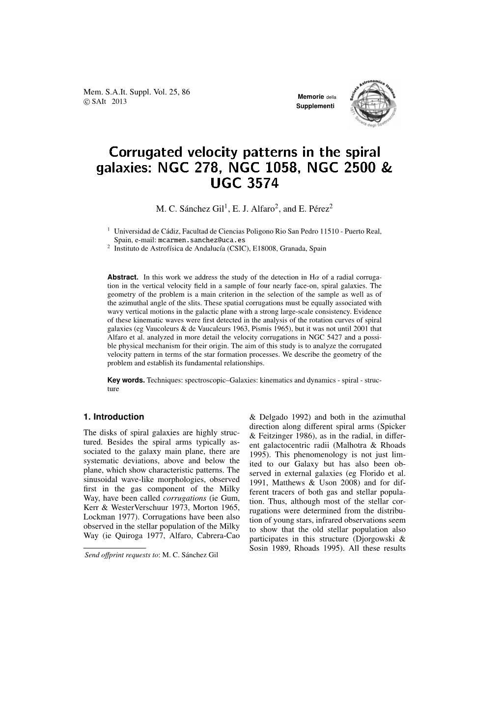 Corrugated Velocity Patterns in the Spiral Galaxies: NGC 278, NGC 1058, NGC 2500 & UGC 3574