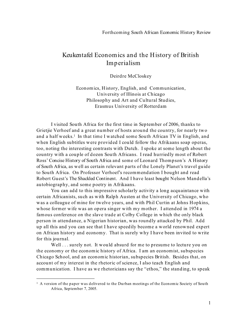 Keukentafel Economics and the History of British Imperialism