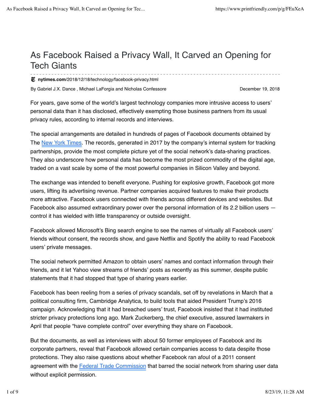 As Facebook Raised a Privacy Wall, It Carved an Opening for Tec