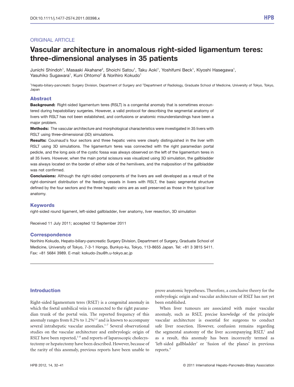 Vascular Architecture in Anomalous Right-Sided Ligamentum Teres: Three-Dimensional Analyses in 35 Patients