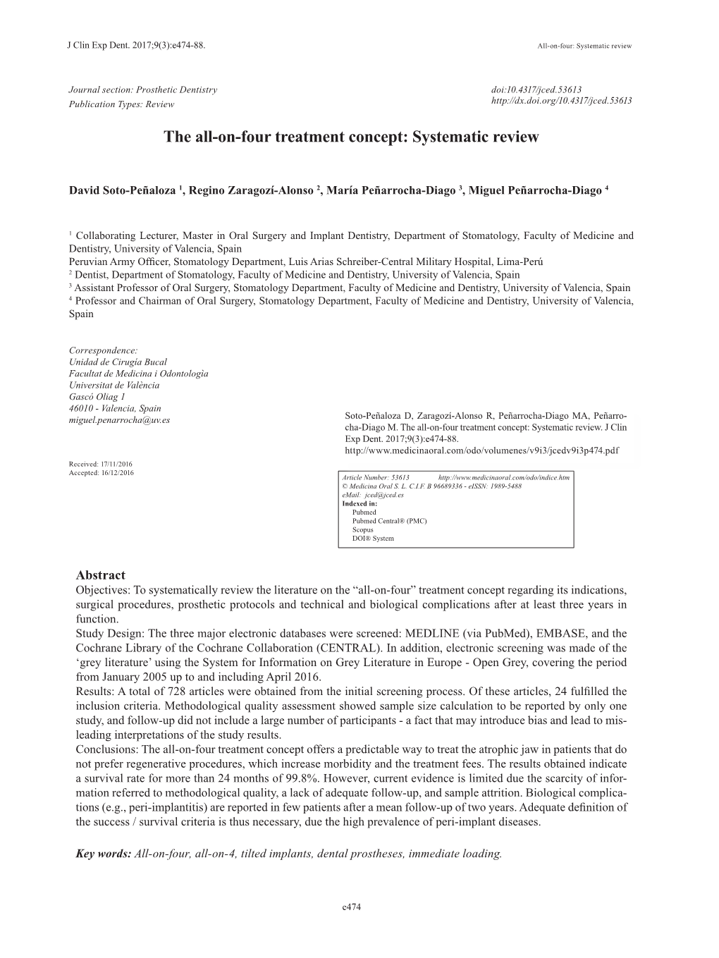 The All-On-Four Treatment Concept: Systematic Review