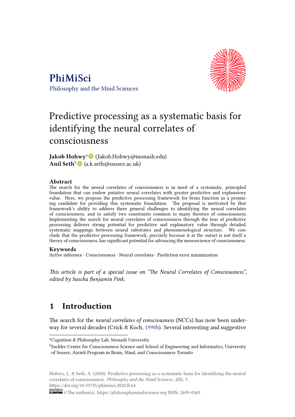 Predictive Processing As a Systematic Basis for Identifying the Neural Correlates of Consciousness