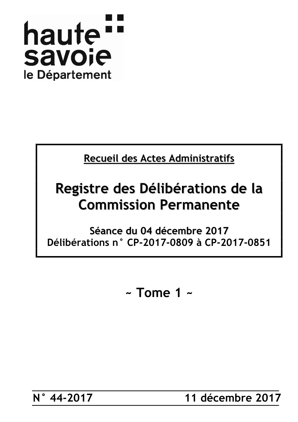 Registre Des Délibérations De La Commission Permanente