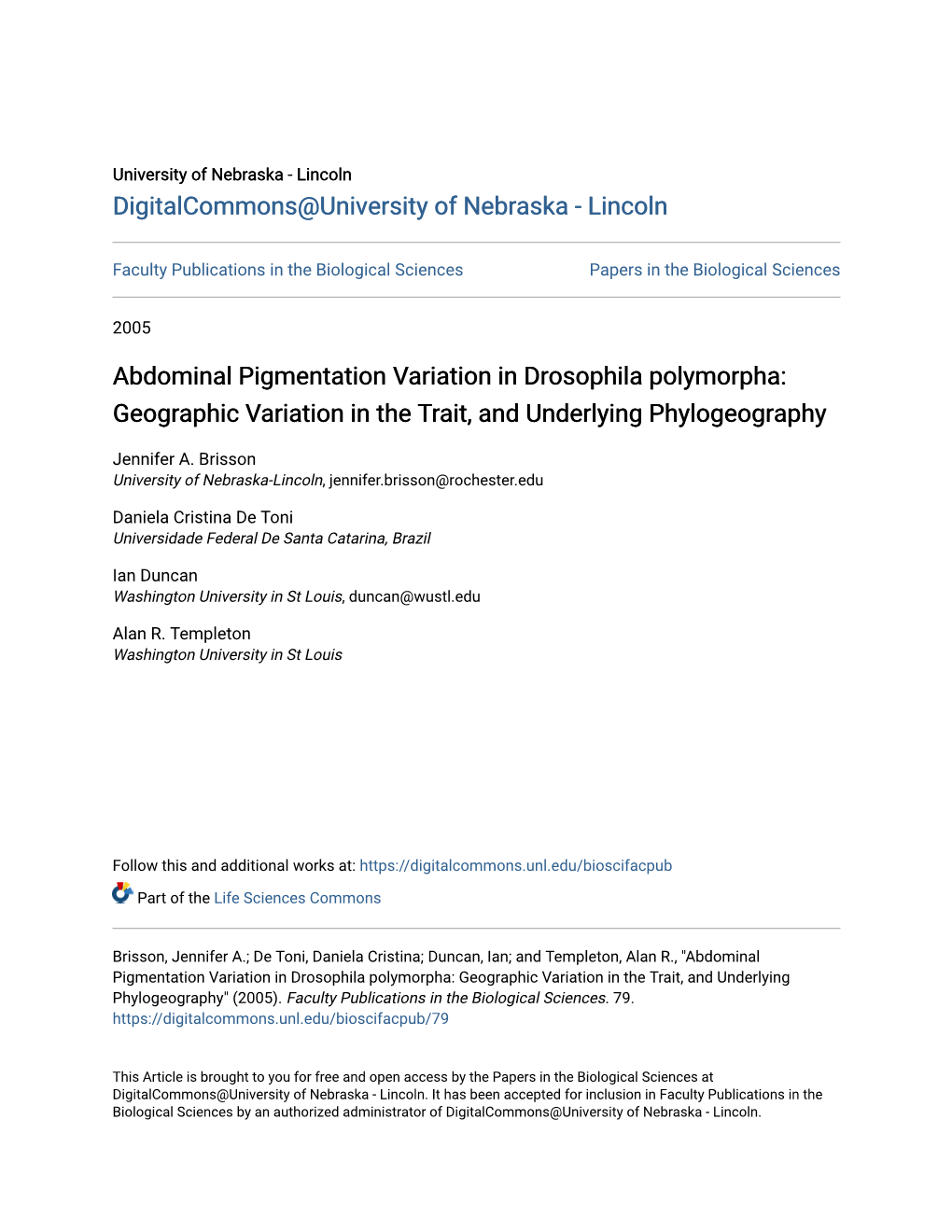 Abdominal Pigmentation Variation in Drosophila Polymorpha: Geographic Variation in the Trait, and Underlying Phylogeography