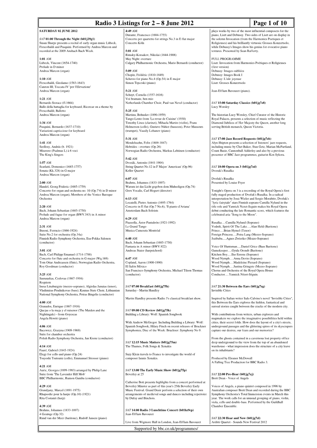 Radio 3 Listings for 2 – 8 June 2012 Page 1 of 10