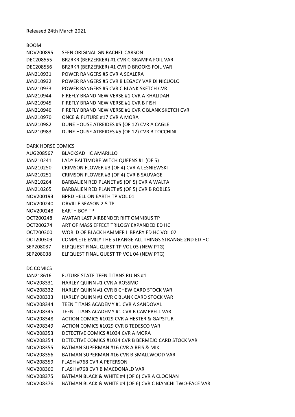 Released 24Th March 2021 BOOM NOV200895 SEEN