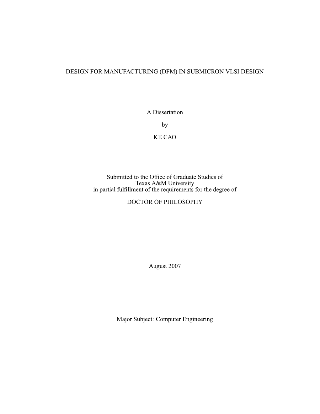 Design for Manufacturing (Dfm) in Submicron Vlsi Design