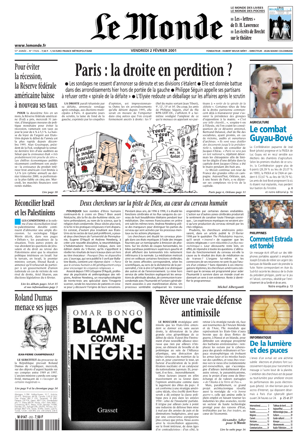 LE MONDE/PAGES&lt;UNE&gt;