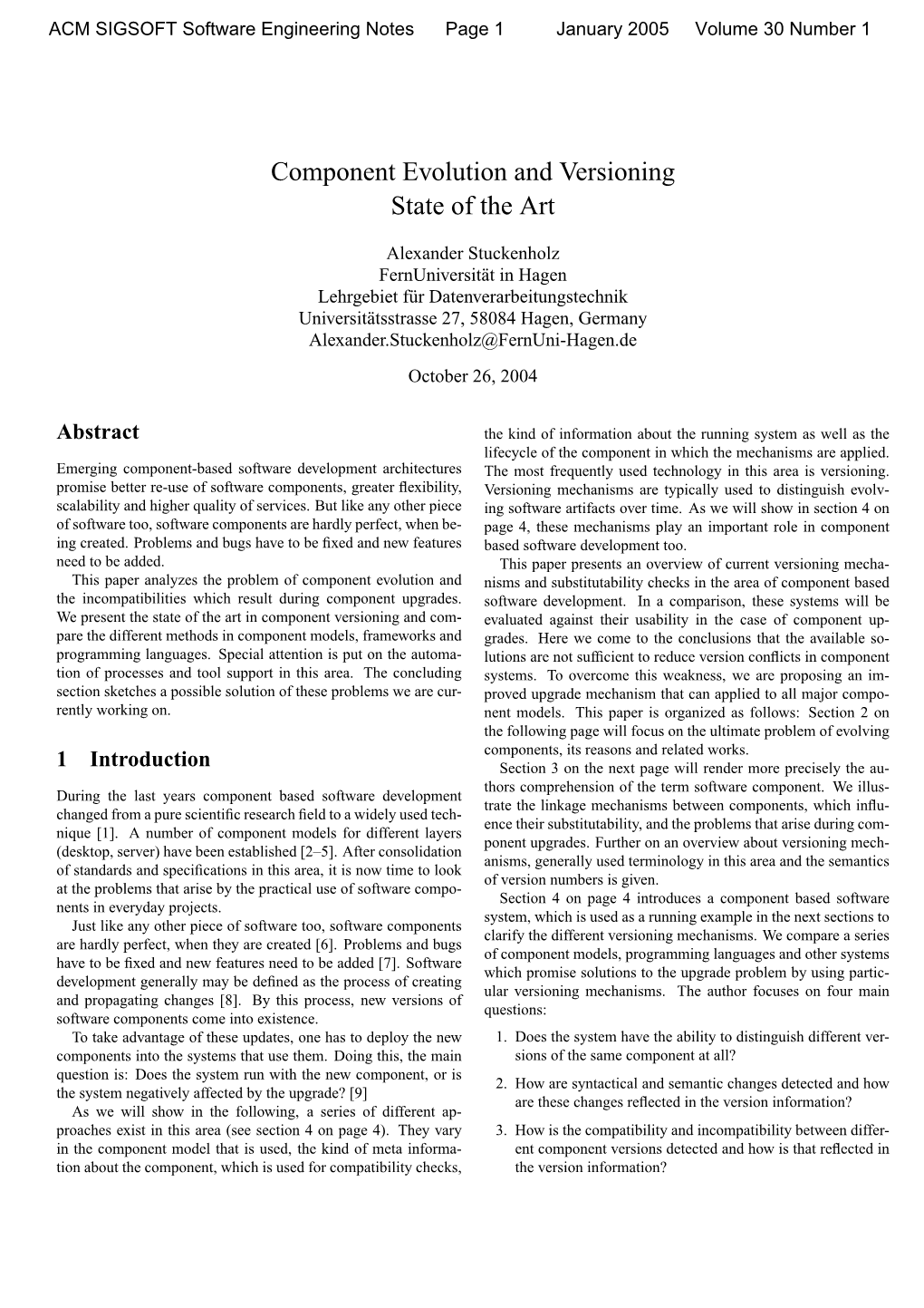 Component Evolution and Versioning State of the Art