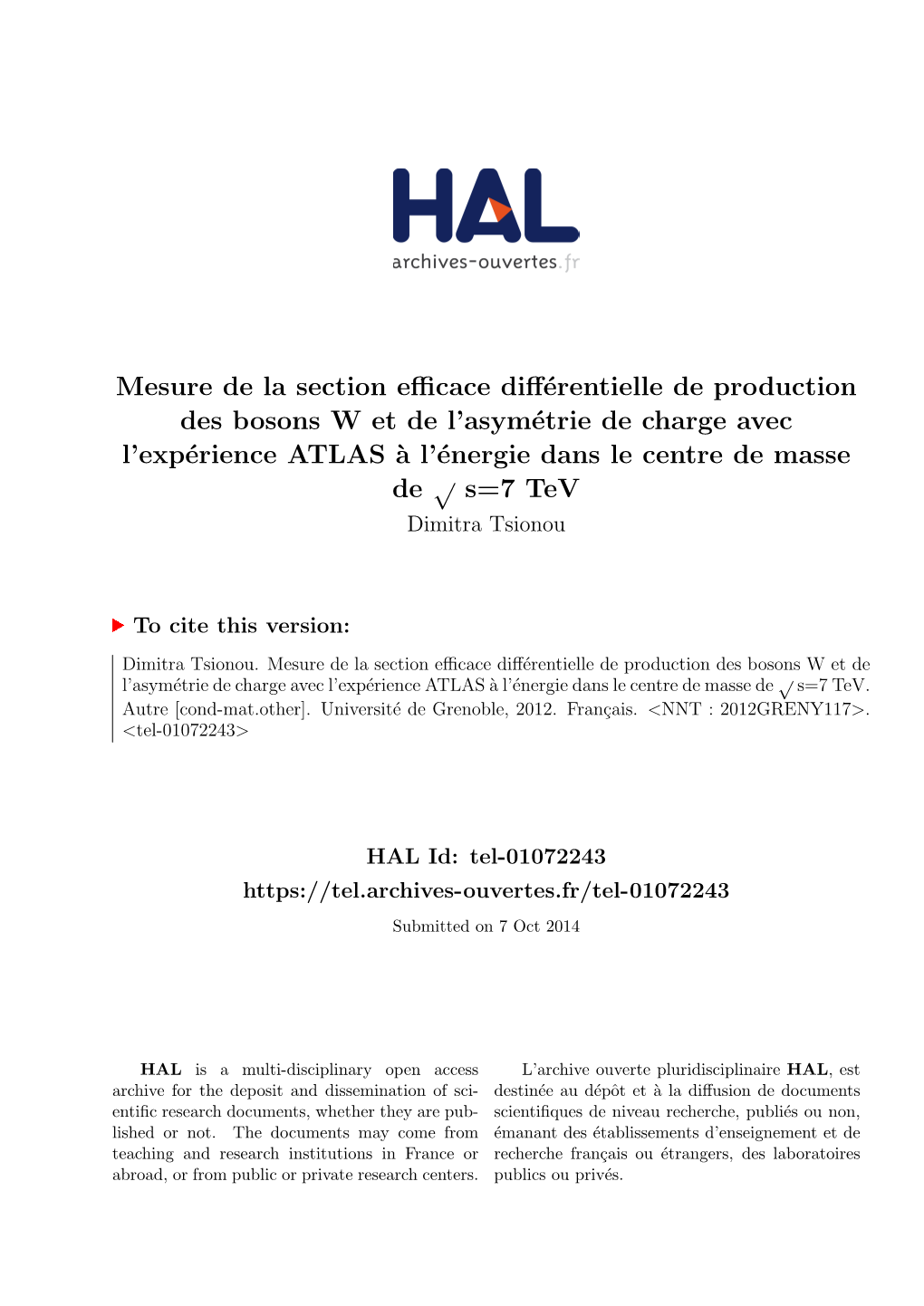 Mesure De La Section Efficace Différentielle De Production Des