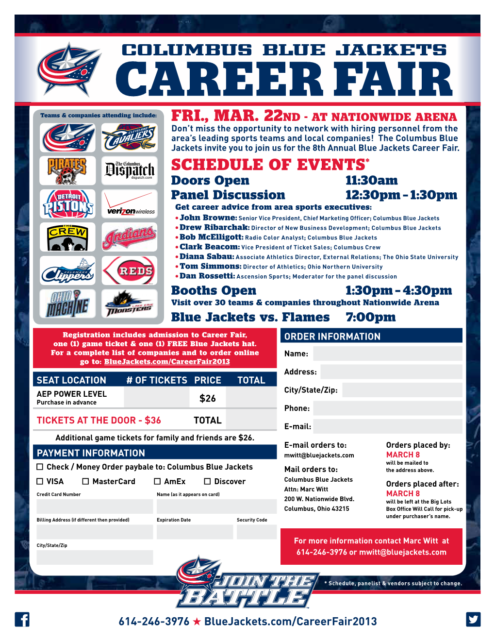 Career FAIR Teams & Companies Attending Include: Fri., MAR