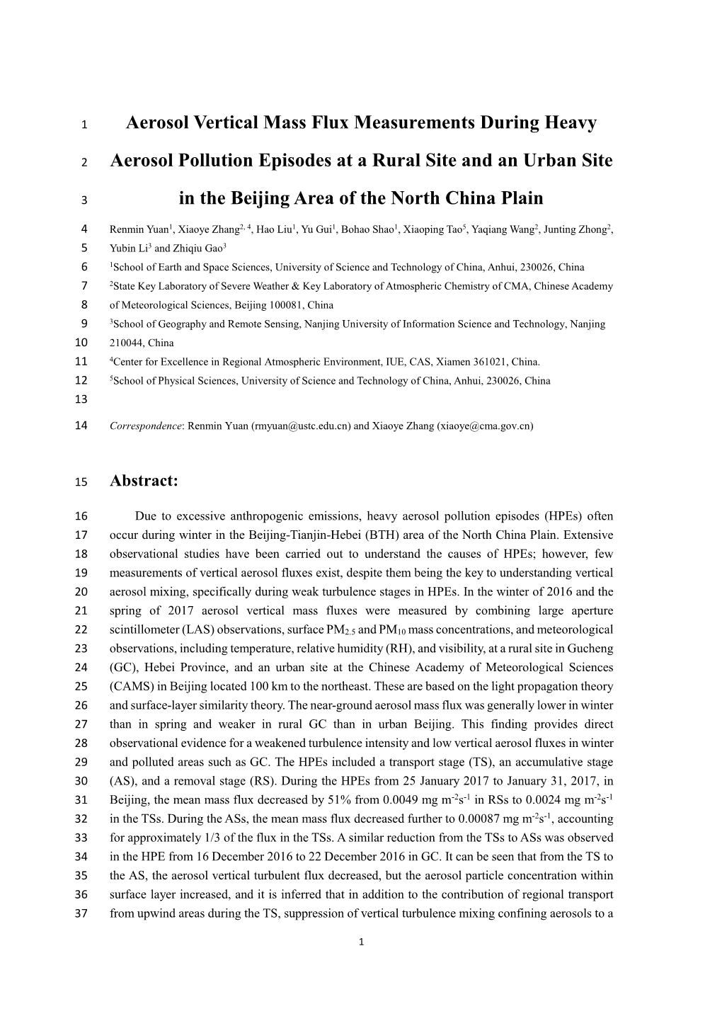 Aerosol Vertical Mass Flux Measurements During Heavy