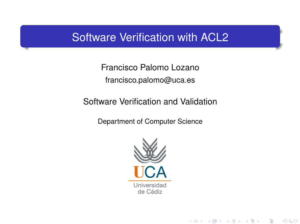 Software Verification with ACL2