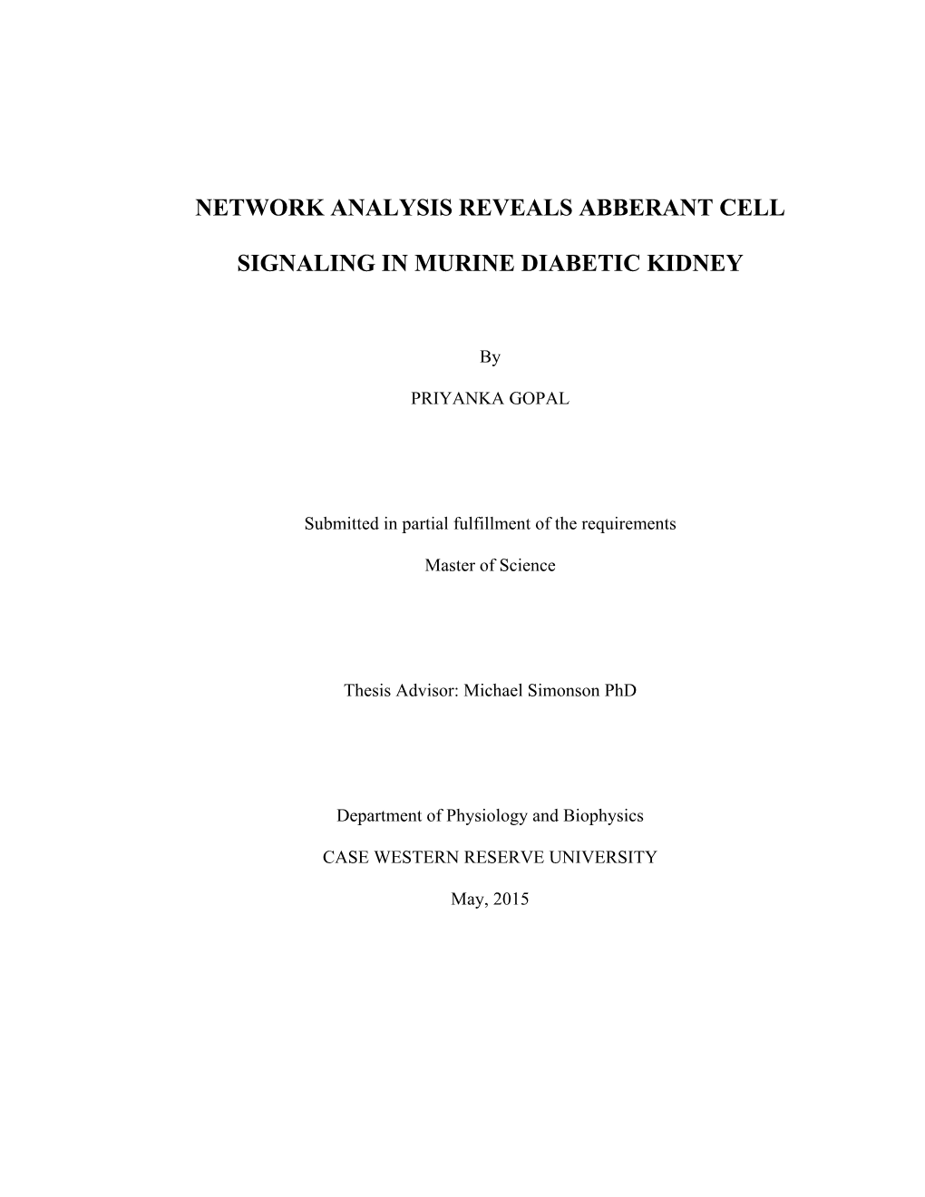 Network Analysis Reveals Abberant Cell Signaling In