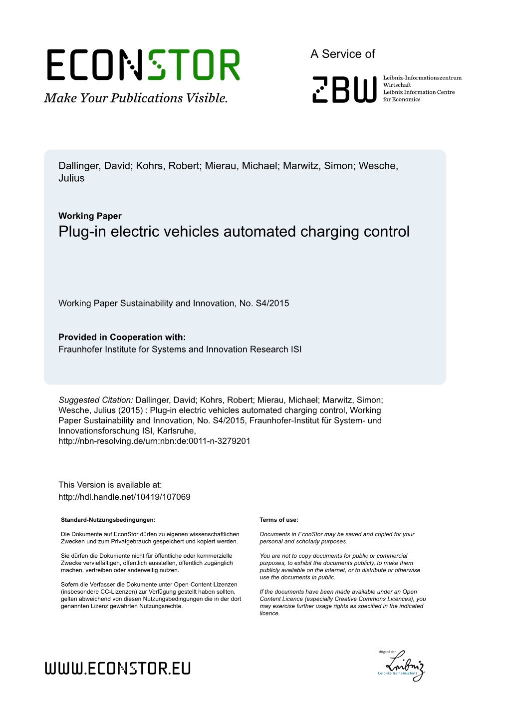 Plug-In Electric Vehicles Automated Charging Control