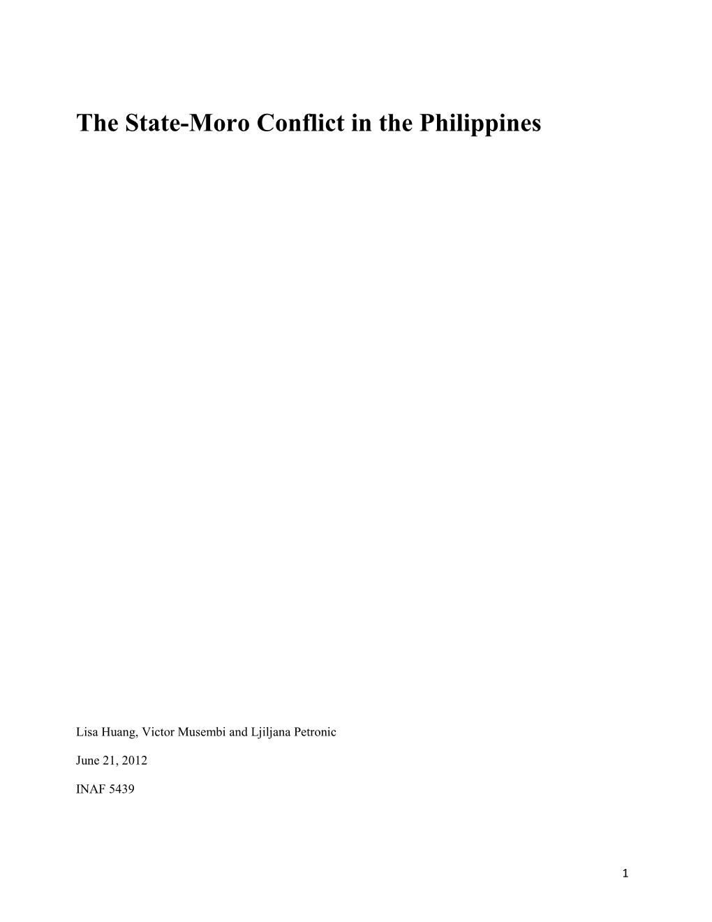 The State-Moro Conflict in the Philippines