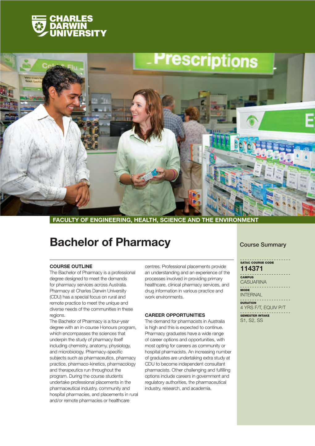 Bachelor of Pharmacy Course Summary