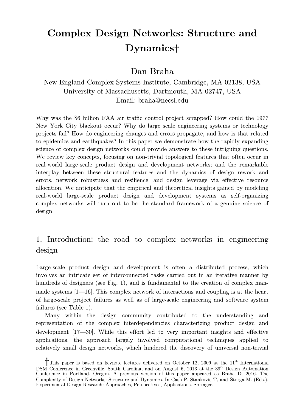 Complex Design Networks: Structure and Dynamics