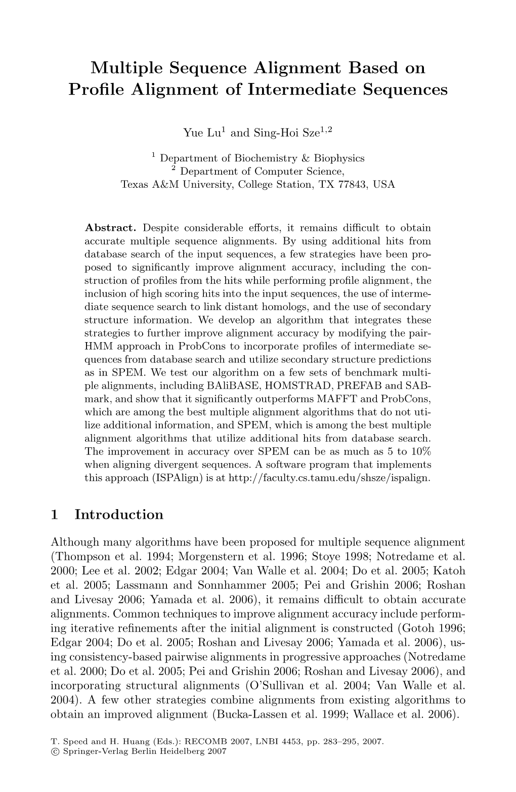 Multiple Sequence Alignment Based on Profile Alignment of Intermediate